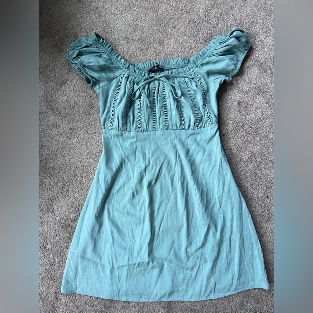 Lulus sage green embroidered off the shoulder mini dress